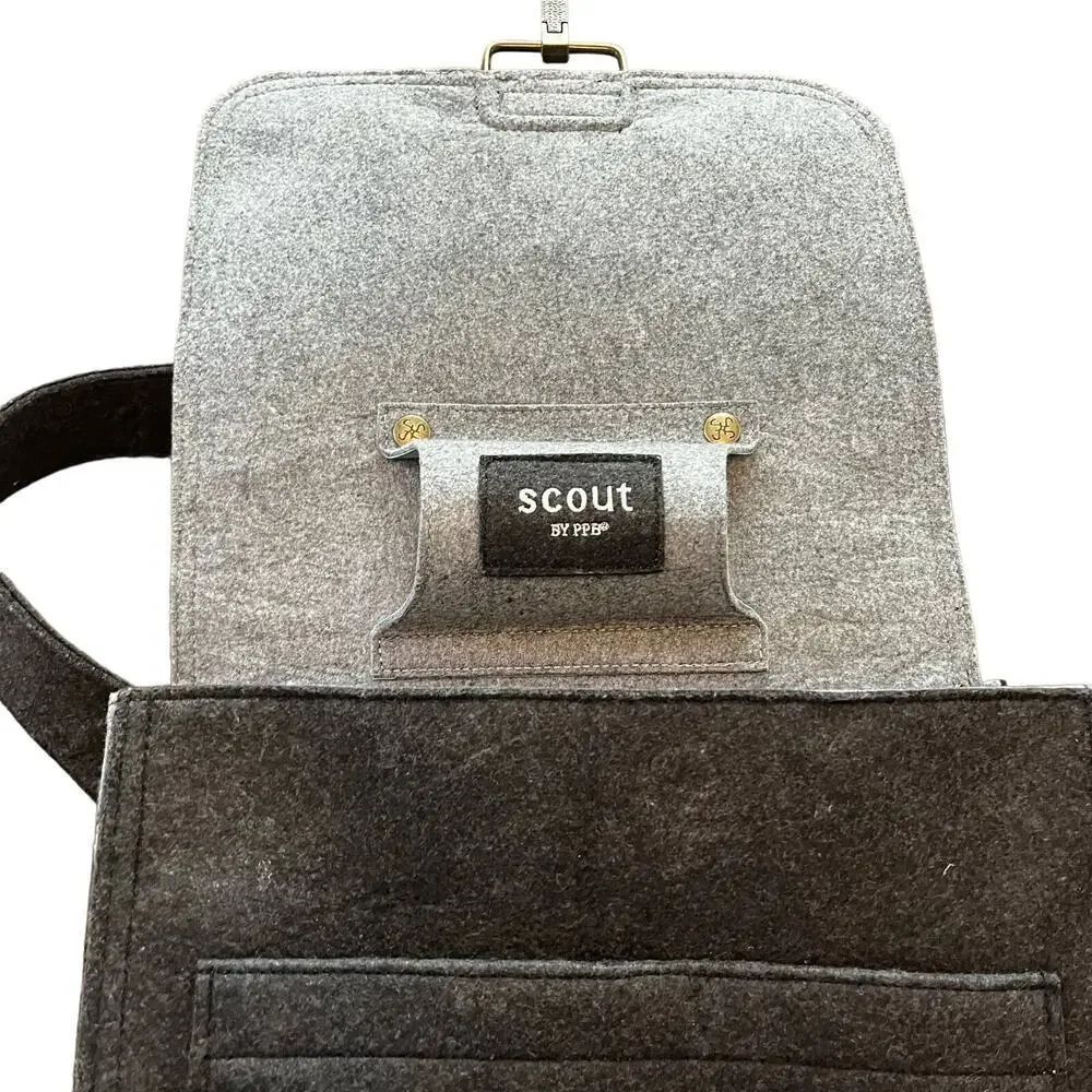 SCOUT By PPB Heather Gray Felt Diaper Bag Messenger Style Petunia Pickle Bottom